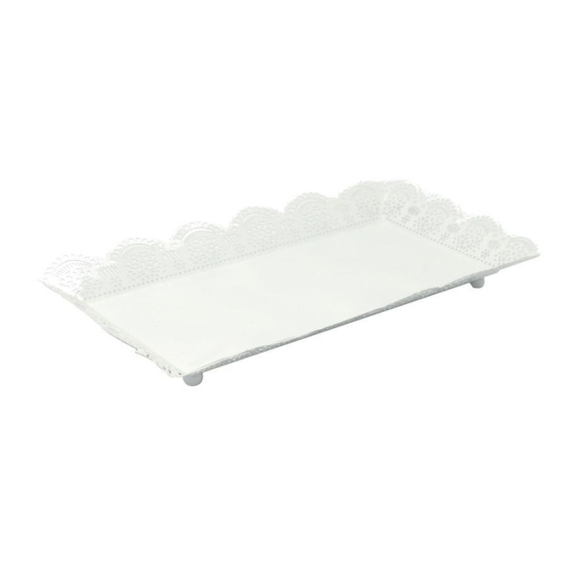 Vassoio Metallo Bianco Rettangolare 43x28x5 cm – Eleganza e praticità