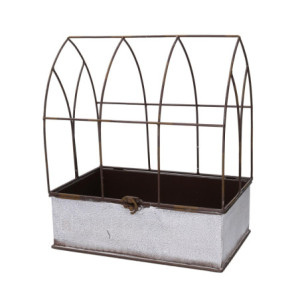 Zoom Portavaso metallo 1-2 gabbia bianco rettangolare cm 36x25h13/44