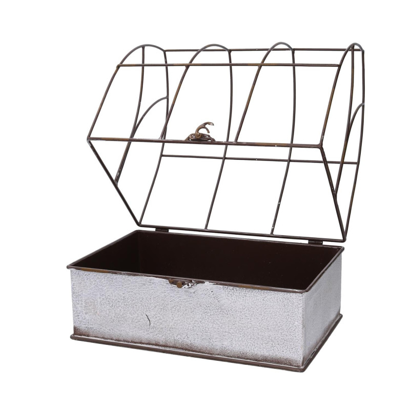 Portavaso metallo 1/2 gabbia bianco rettangolare 36x25x13-44 cm