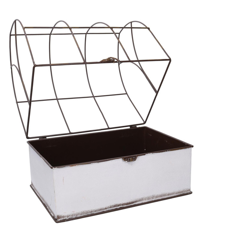 Portavaso metallo 1/2 gabbia bianco rettangolare 36x25x13-44 cm