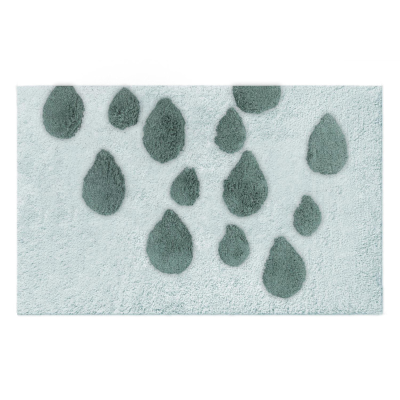 Tappetino bagno 100% cotone gocce acqua antiscivolo 50x80x2 cm