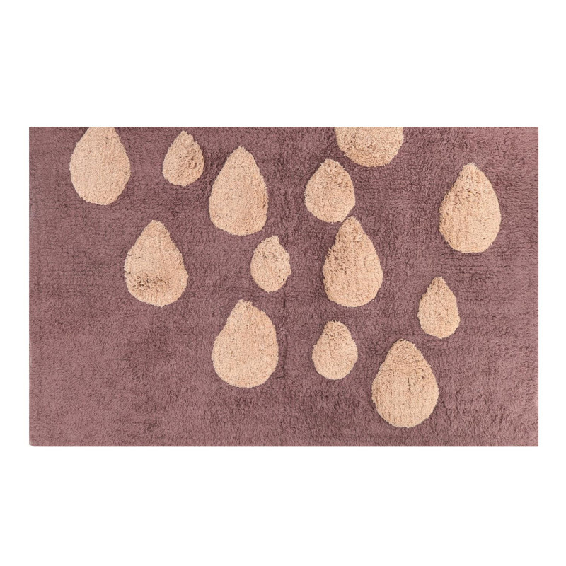 Tappetino bagno 100% cotone gocce marrone antiscivolo 50x80x2 cm