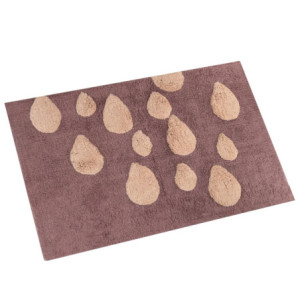 Zoom Tappetino bagno 100% cotone gocce marrone antiscivolo cm 50x80x2