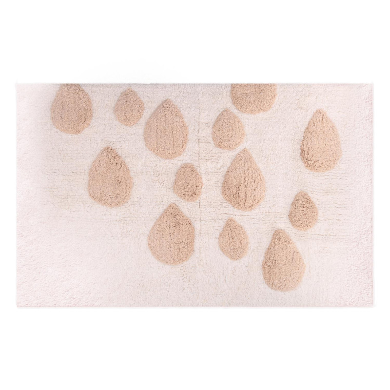 Tappetino bagno 100% cotone gocce crema antiscivolo 50x80x2 cm