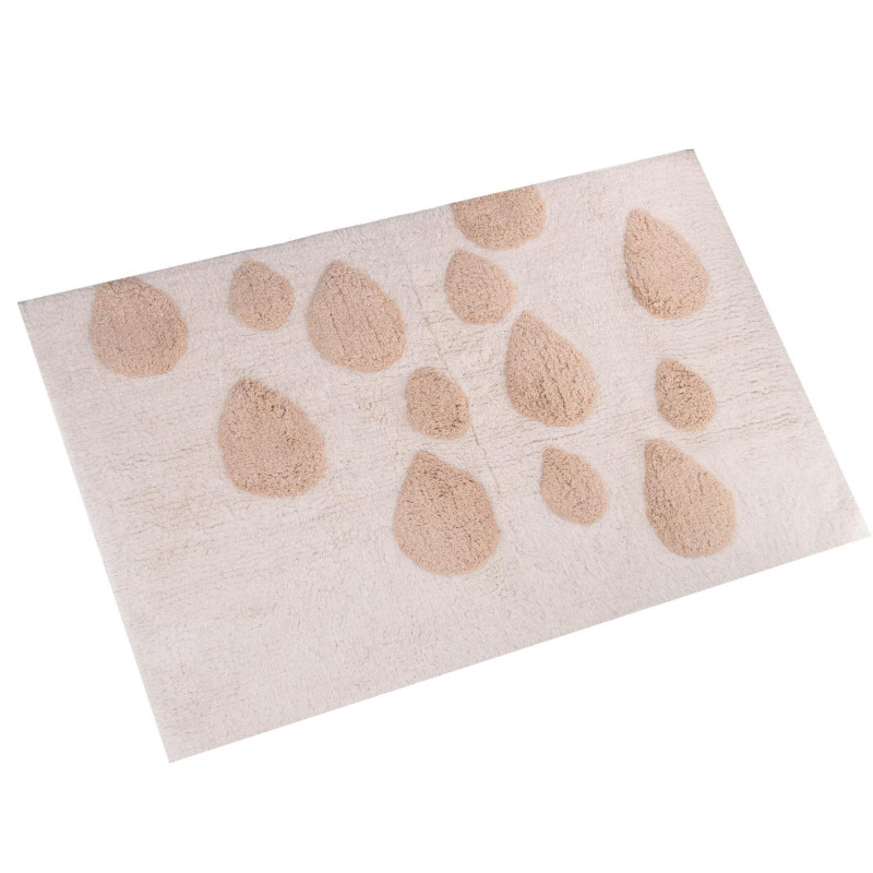 Tappetino bagno 100% cotone gocce crema antiscivolo 50x80x2 cm