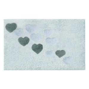 Tappetino bagno 100% cotone cuori acqua antiscivolo 50x80x2 cm