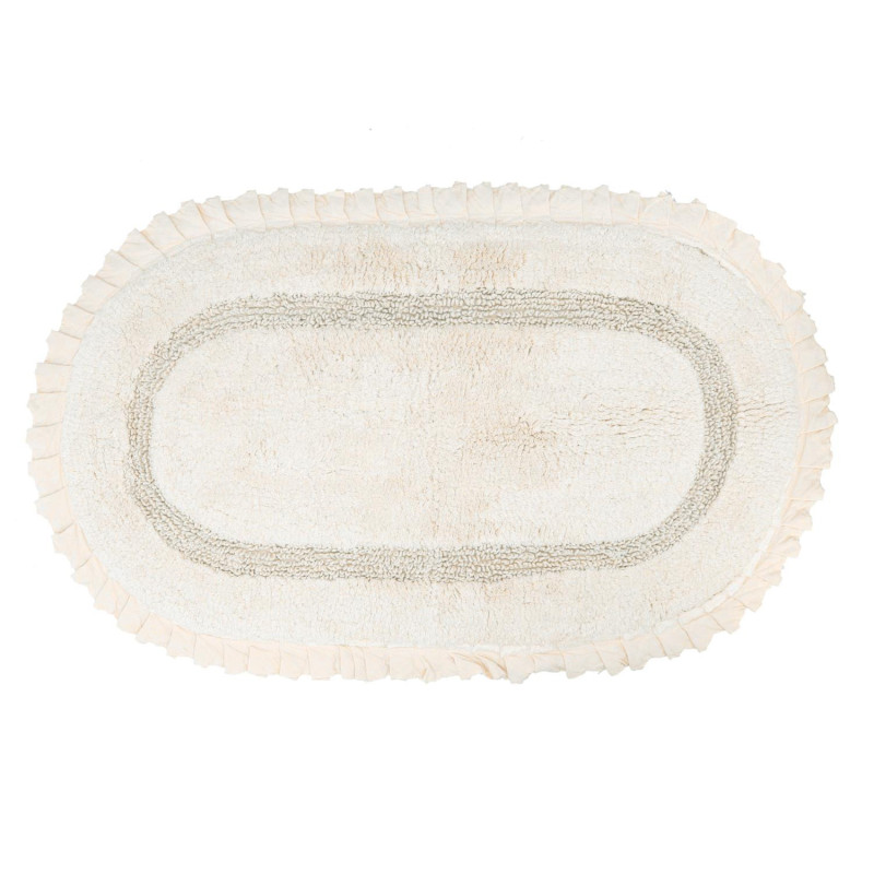Tappetino bagno 100% cotone Romance beige ovale antiscivolo