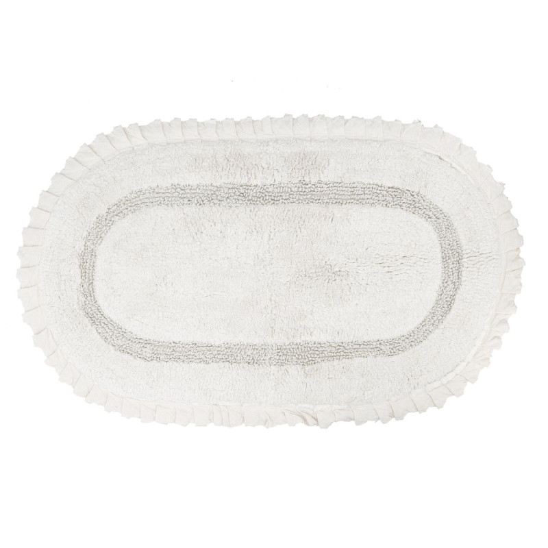 Tappetino bagno 100% cotone Romance ivory ovale antiscivolo