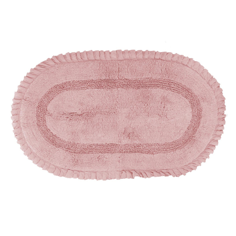 Tappetino bagno 100% cotone Romance rosa ovale antiscivolo