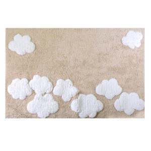 Tappetino bagno 100% cotone Nuvole beige antiscivolo 50x80