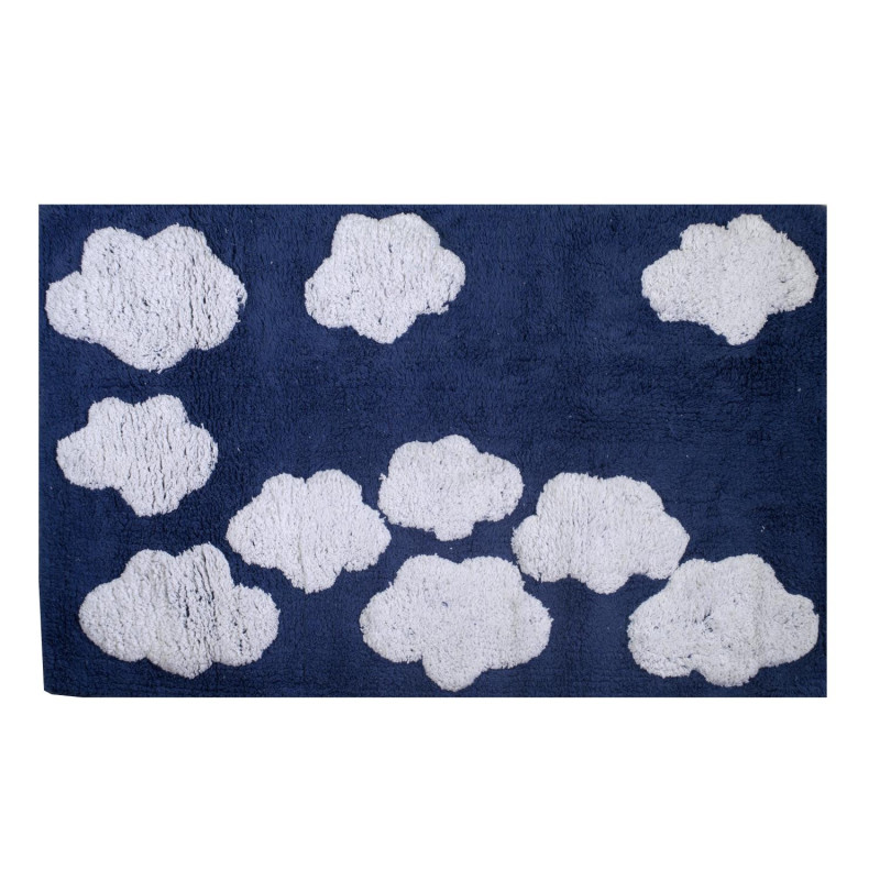 Tappetino bagno 100% cotone Nuvole blu antiscivolo 50x80