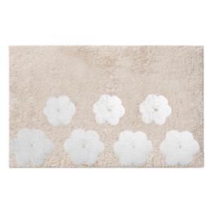 Tappetino bagno 100% cotone Fiori beige antiscivolo 50x80