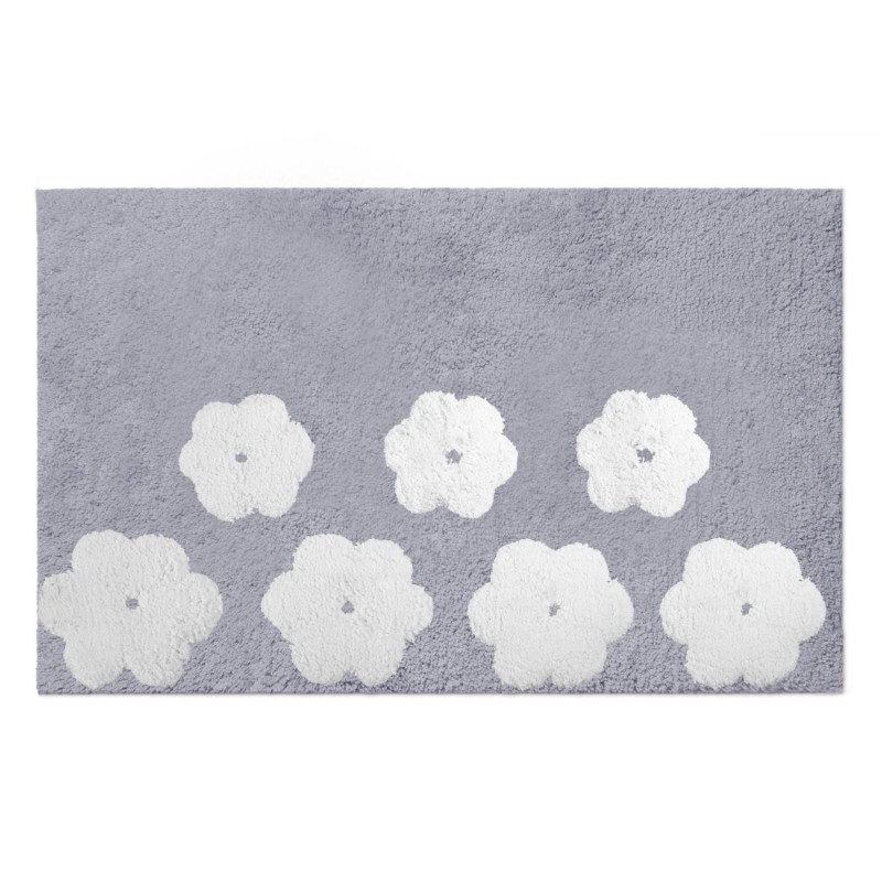 Tappetino bagno 100% cotone Fiori perla antiscivolo 50x80