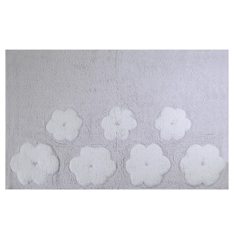 Tappetino bagno 100% cotone Fiori perla antiscivolo 50x80