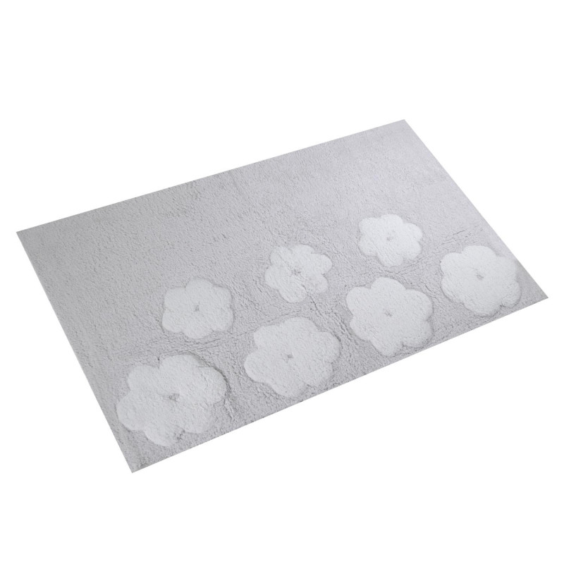 Tappetino bagno 100% cotone Fiori perla antiscivolo 50x80