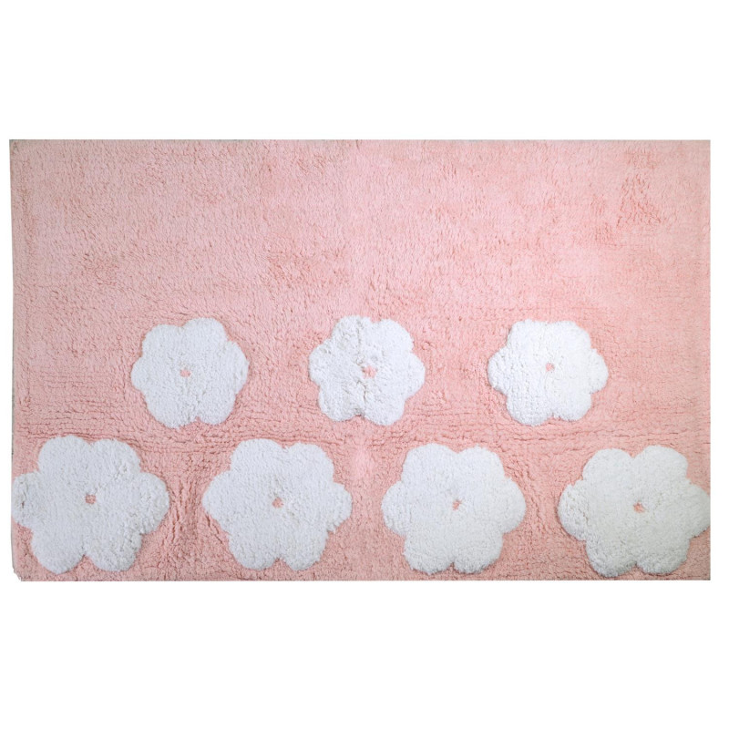 Tappetino bagno 100% cotone Fiori rosa antiscivolo 50x80