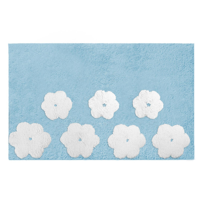 Tappetino bagno 100% cotone Fiori acqua antiscivolo 50x80