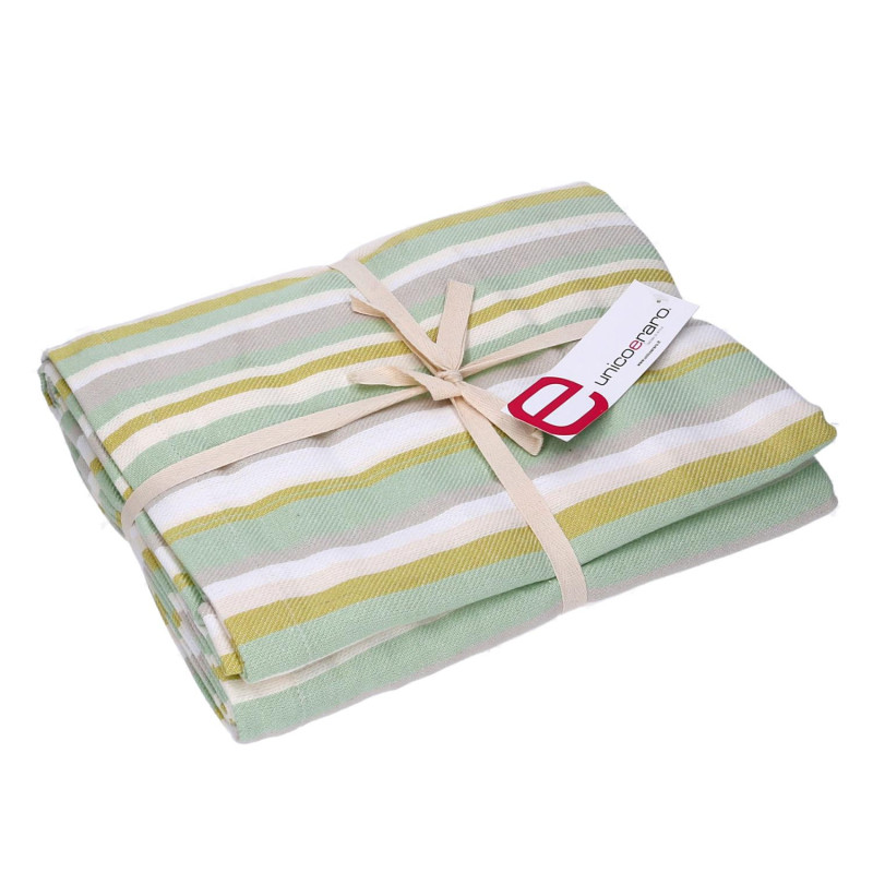 Tovaglia Stripe verde tinto in filo 140x240 elegante resistente