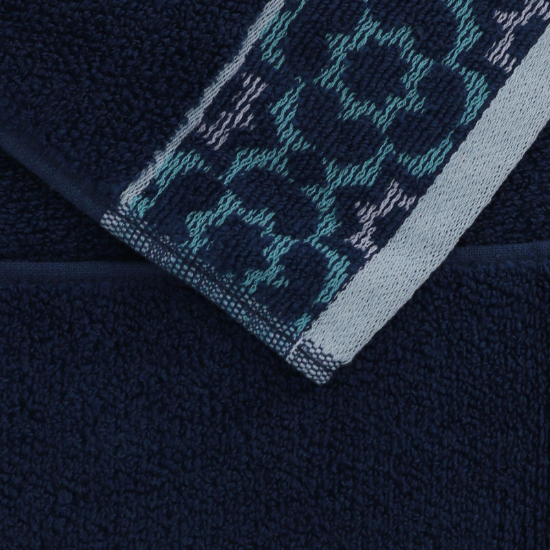 Asciugamano telo doccia Giada jacquard blu 100x150x2 cm