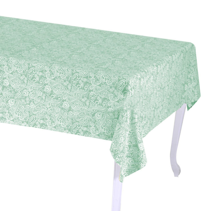 Tovaglia Flora Jaquard verde salvia rettangolare cm 140x180 elegante