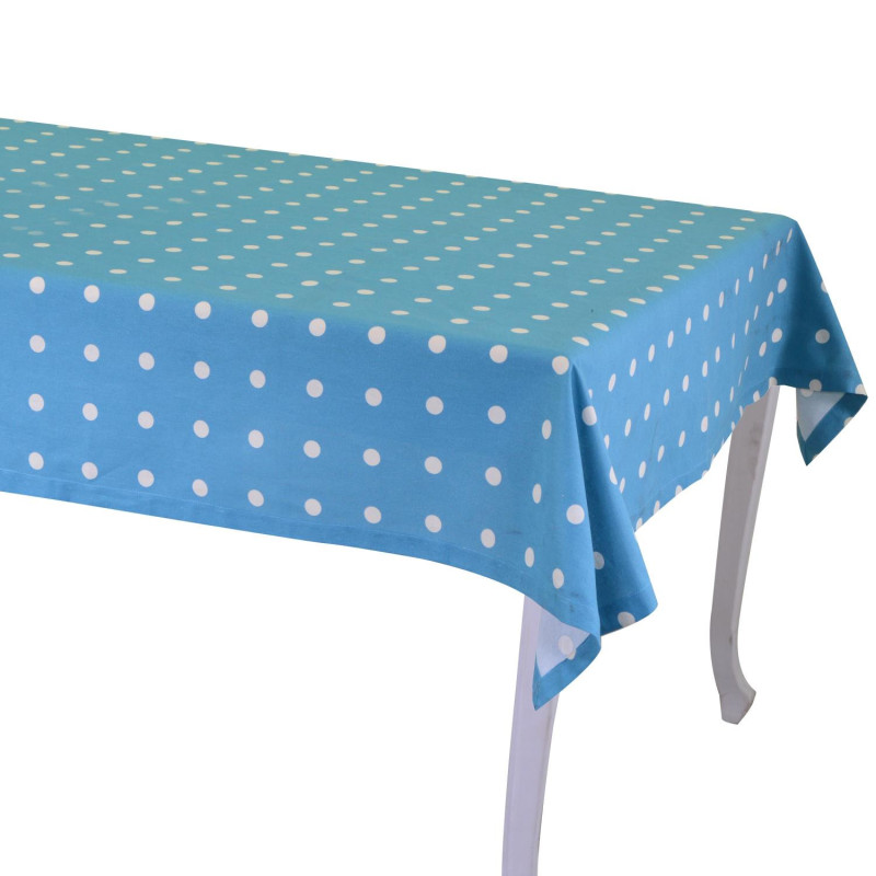 Tovaglia pop pois blu petrolio rettangolare cm 140x240
