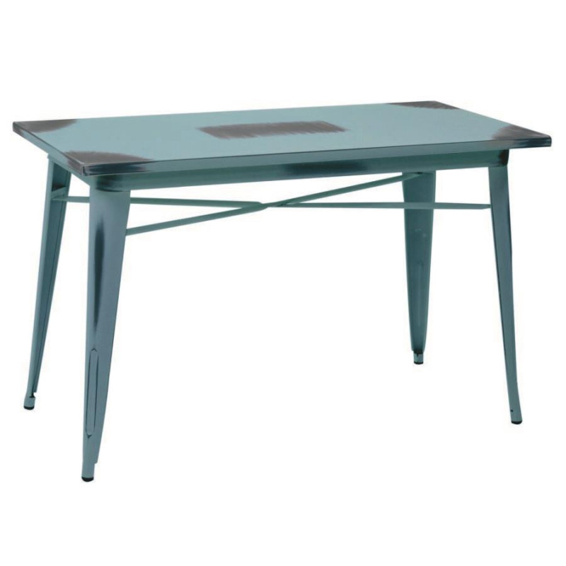 Tavolo Top ferro Bristol azzurro antico 120x60x76 cm rettangolare