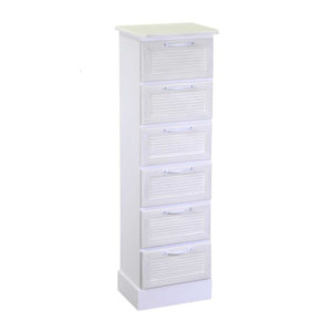 Mobiletto legno Liverpool 6 cassetti bianco 29x23x95 cm casa