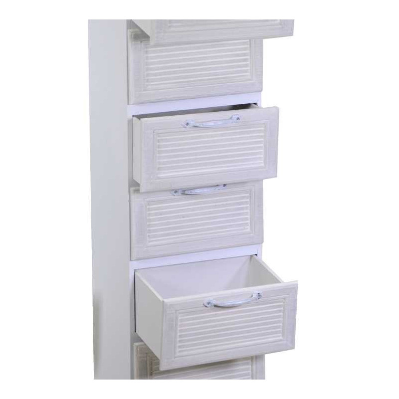 Mobiletto legno Liverpool 7 cassetti bianco 29x23x109 cm casa