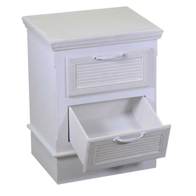 Mobiletto legno liverpool 2 cassetti bianco cm 37x30h49