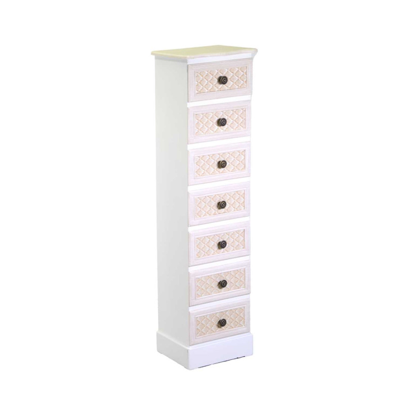 Mobiletto legno Losanna 7 cassetti crema 29x23x109 cm casa