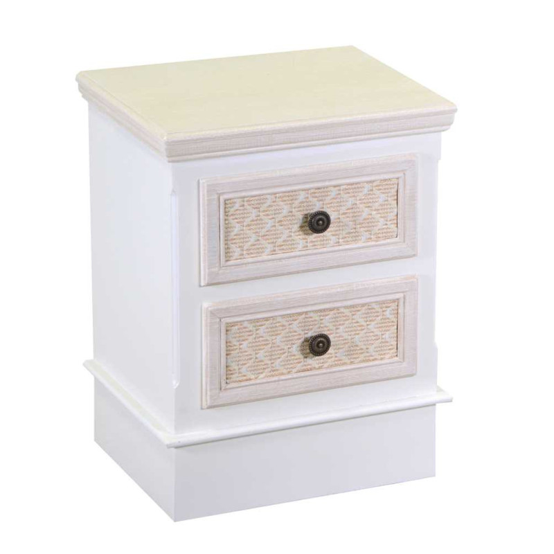 Mobiletto legno Losanna 2 cassetti crema 37x30x49 cm casa