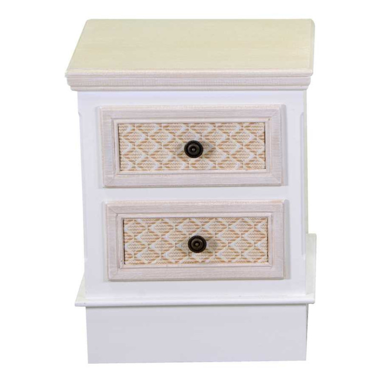 Mobiletto legno Losanna 2 cassetti crema 37x30x49 cm casa
