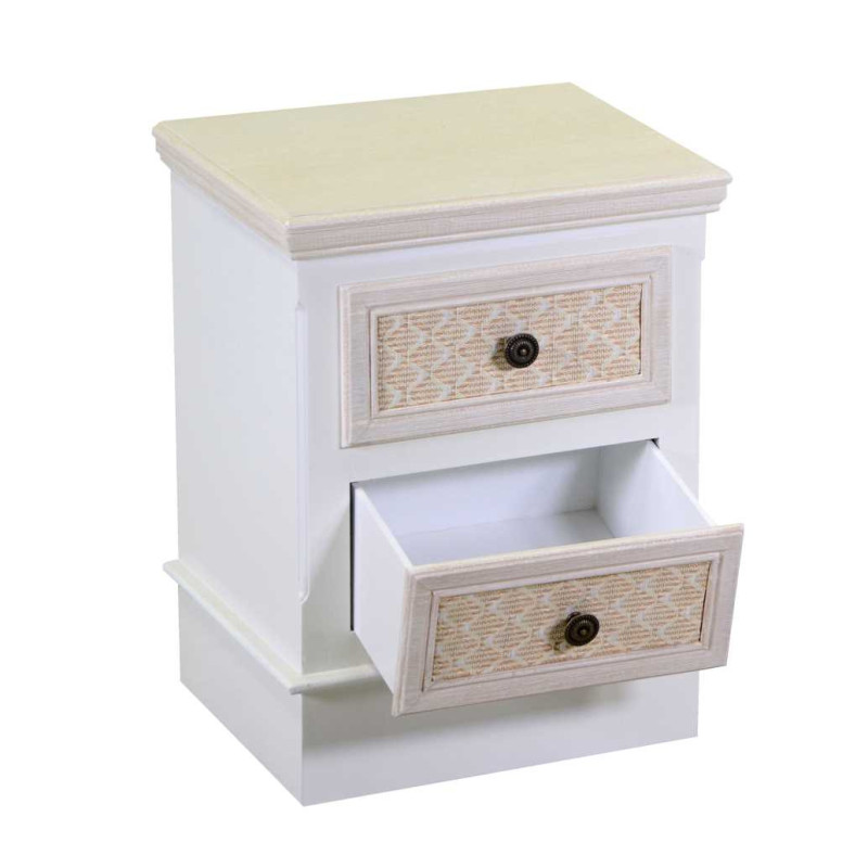 Mobiletto legno Losanna 2 cassetti crema 37x30x49 cm casa