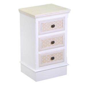 Mobiletto legno Losanna 3 cassetti crema 37x30x64 cm elegante