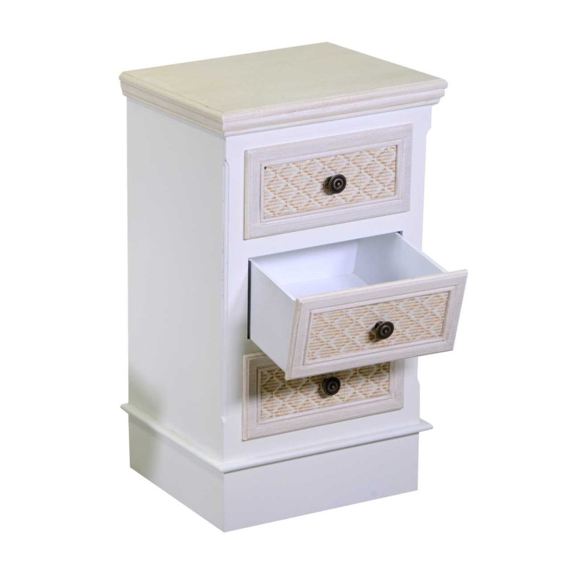 Mobiletto legno Losanna 3 cassetti crema 37x30x64 cm elegante