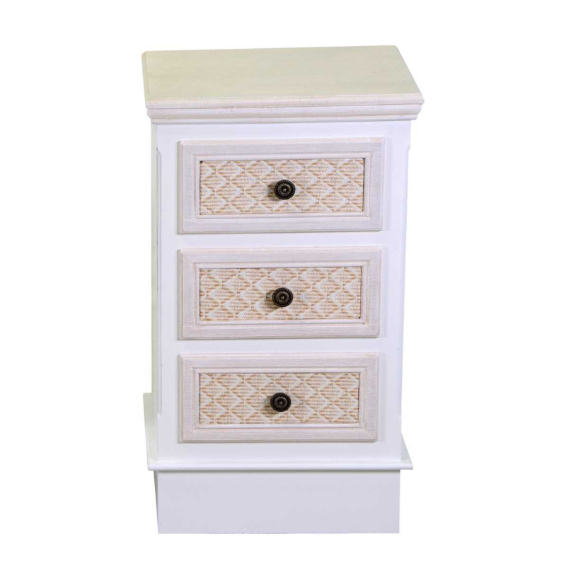 Mobiletto legno Losanna 3 cassetti crema 37x30x64 cm elegante