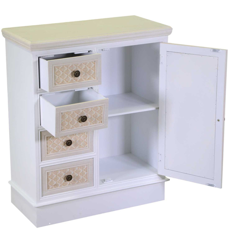 Cassettiera legno Losanna 1 anta 4 cassetti crema 66x32x81 cm