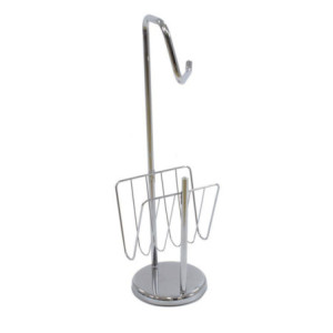 Portarotolo a stelo metallo cromato con portariviste elegante