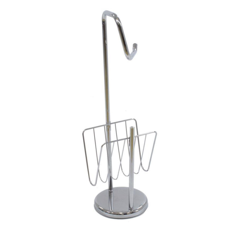 Portarotolo a stelo metallo cromato con portariviste elegante