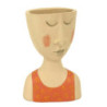 Portavaso resina viso corallo crema 15x10x27 cm design