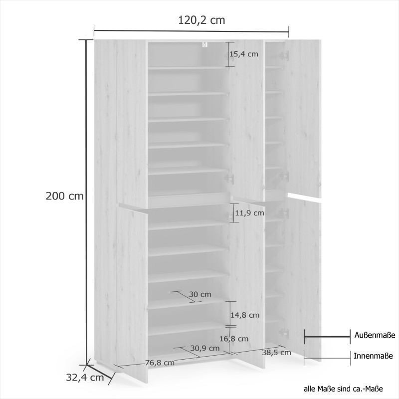 Scarpiera XXL 6 ante 2 specchi Mister Made in Italy