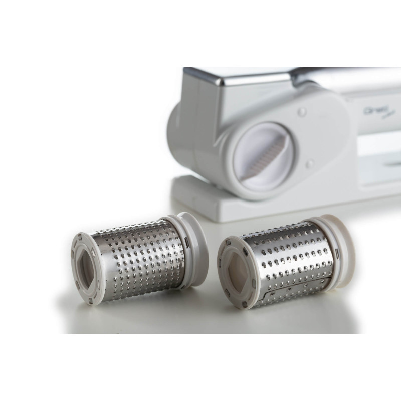 Grattugia elettrica senza filo 2 rulli inox bianco argento