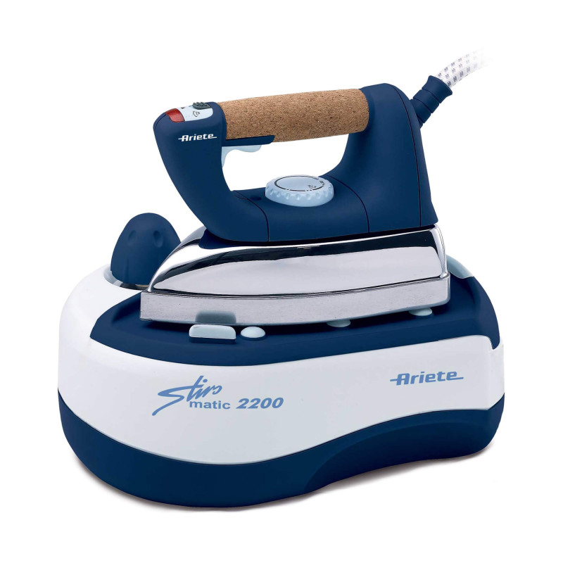 Ferro da stiro con caldaia piastra alluminio manico sughero