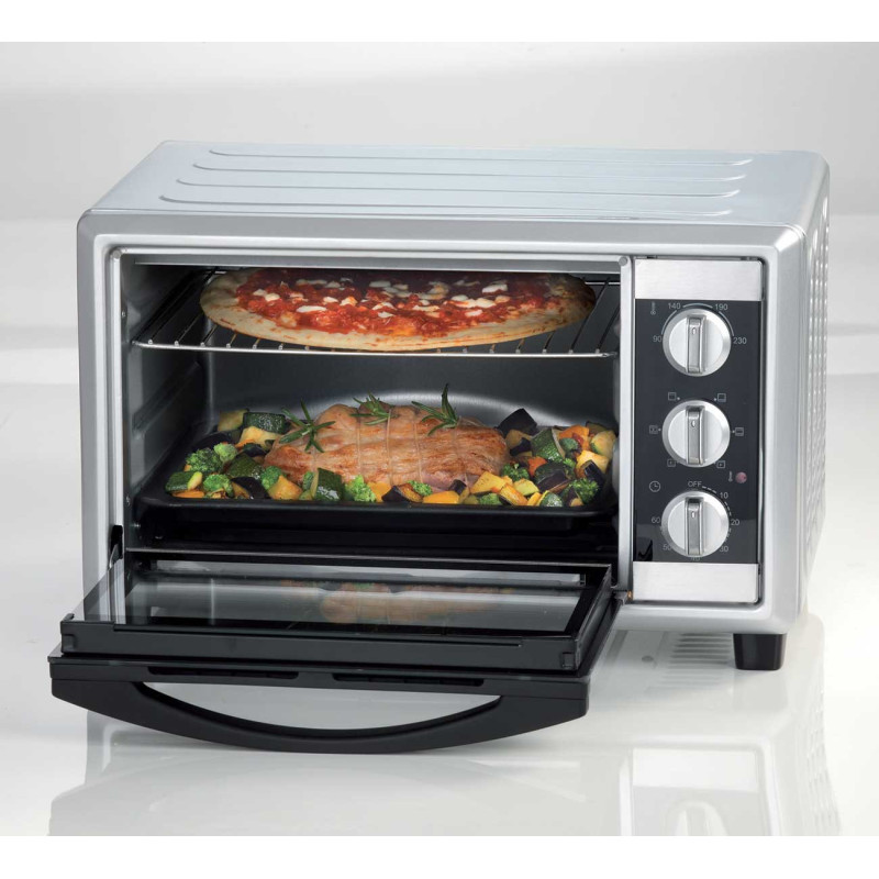 Forno elettrico ventilato 25L doppio vetro 1500W timer 60min