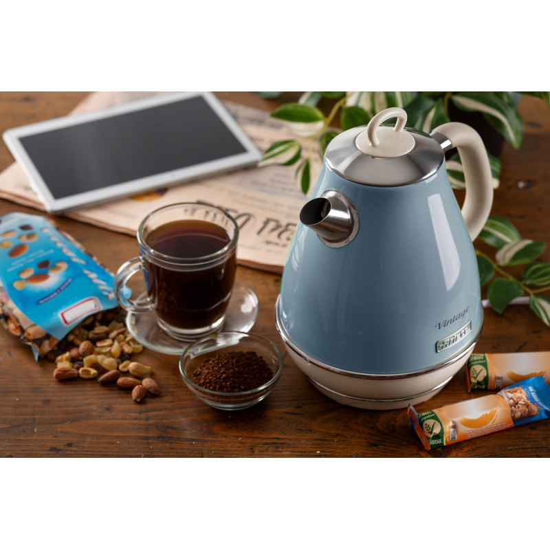 Bollitore elettrico 1,7L celeste vintage acciaio inox autospegnimento