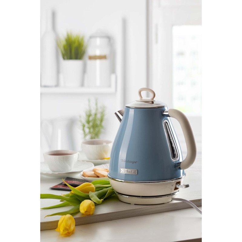 Bollitore elettrico 1,7L celeste vintage acciaio inox autospegnimento