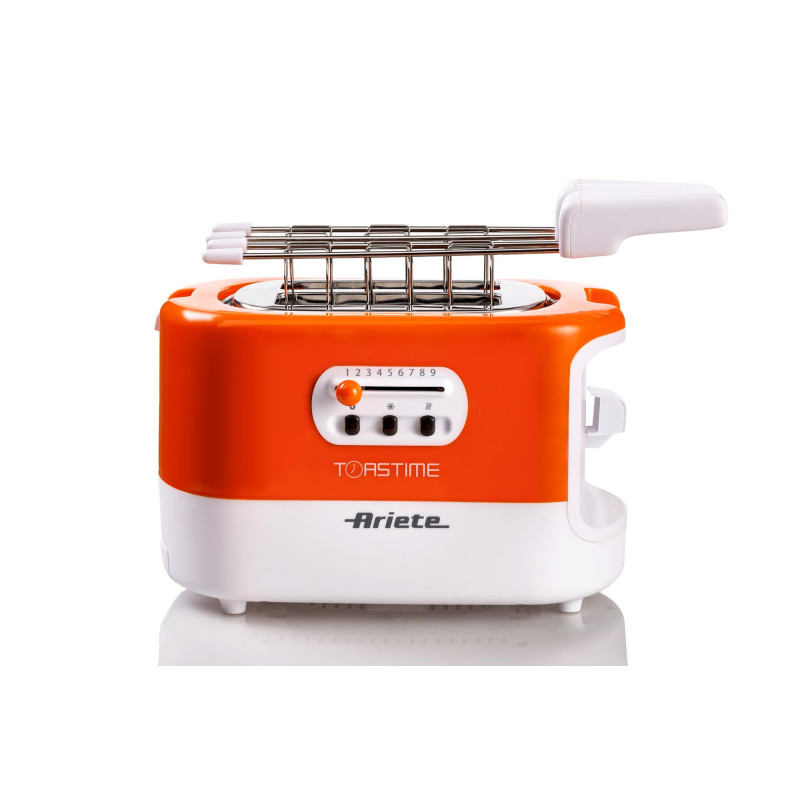 Tostapane 2 fette 9 livelli doratura 700W bianco arancio pinze