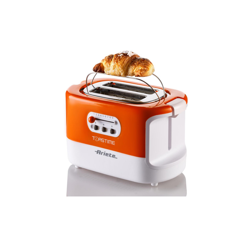 Tostapane 2 fette 9 livelli doratura 700W bianco arancio pinze