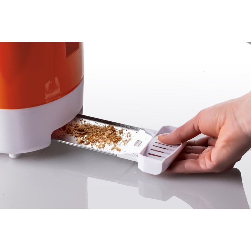 Tostapane 2 fette 9 livelli doratura 700W bianco arancio pinze