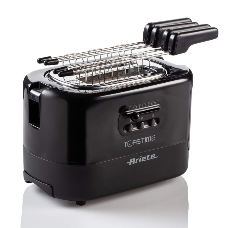 Tostapane 2 fette 9 livelli doratura 700W nero pinze incluse